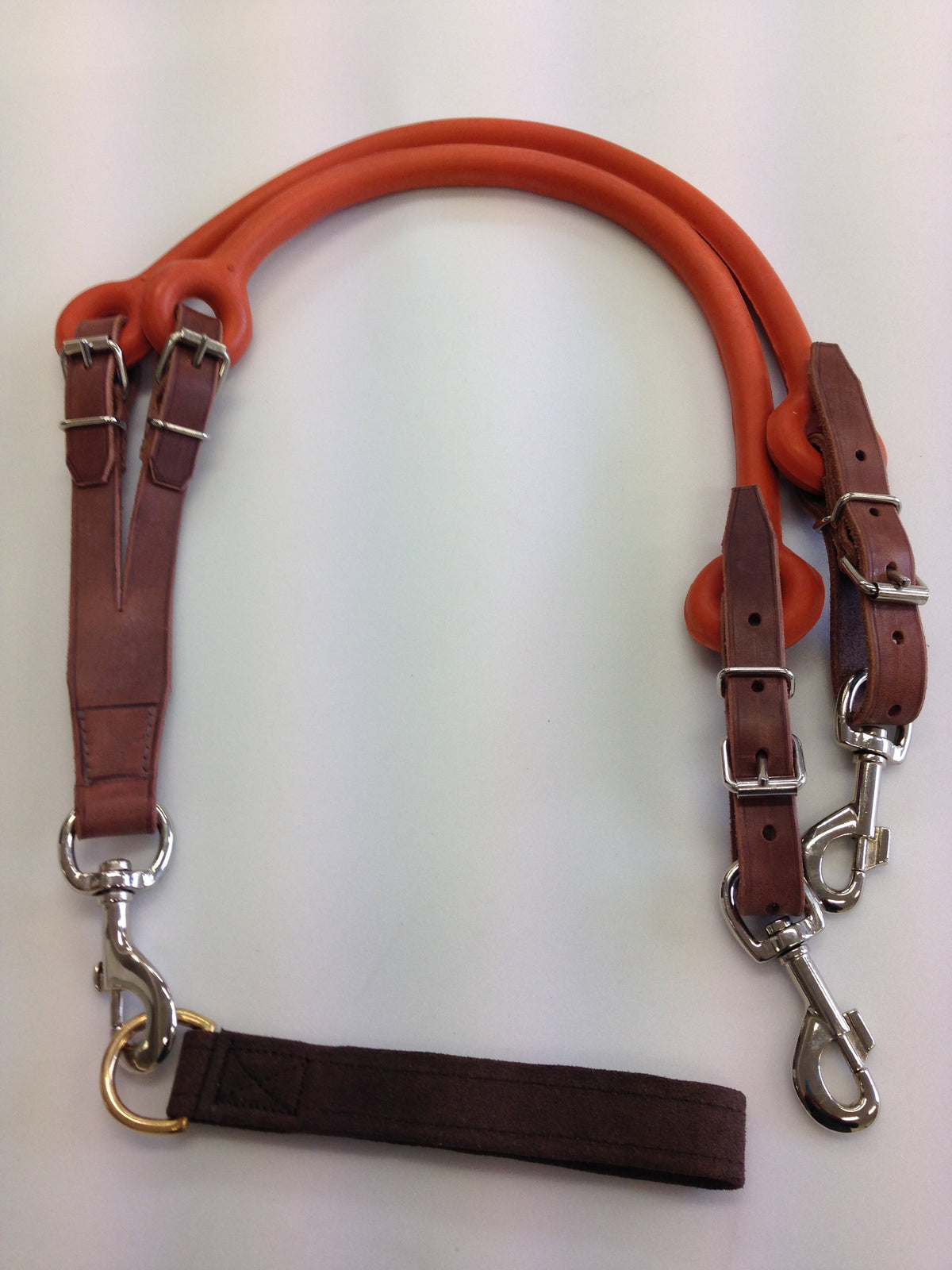 Enrênement élastique fourche en cuir pour cheval
